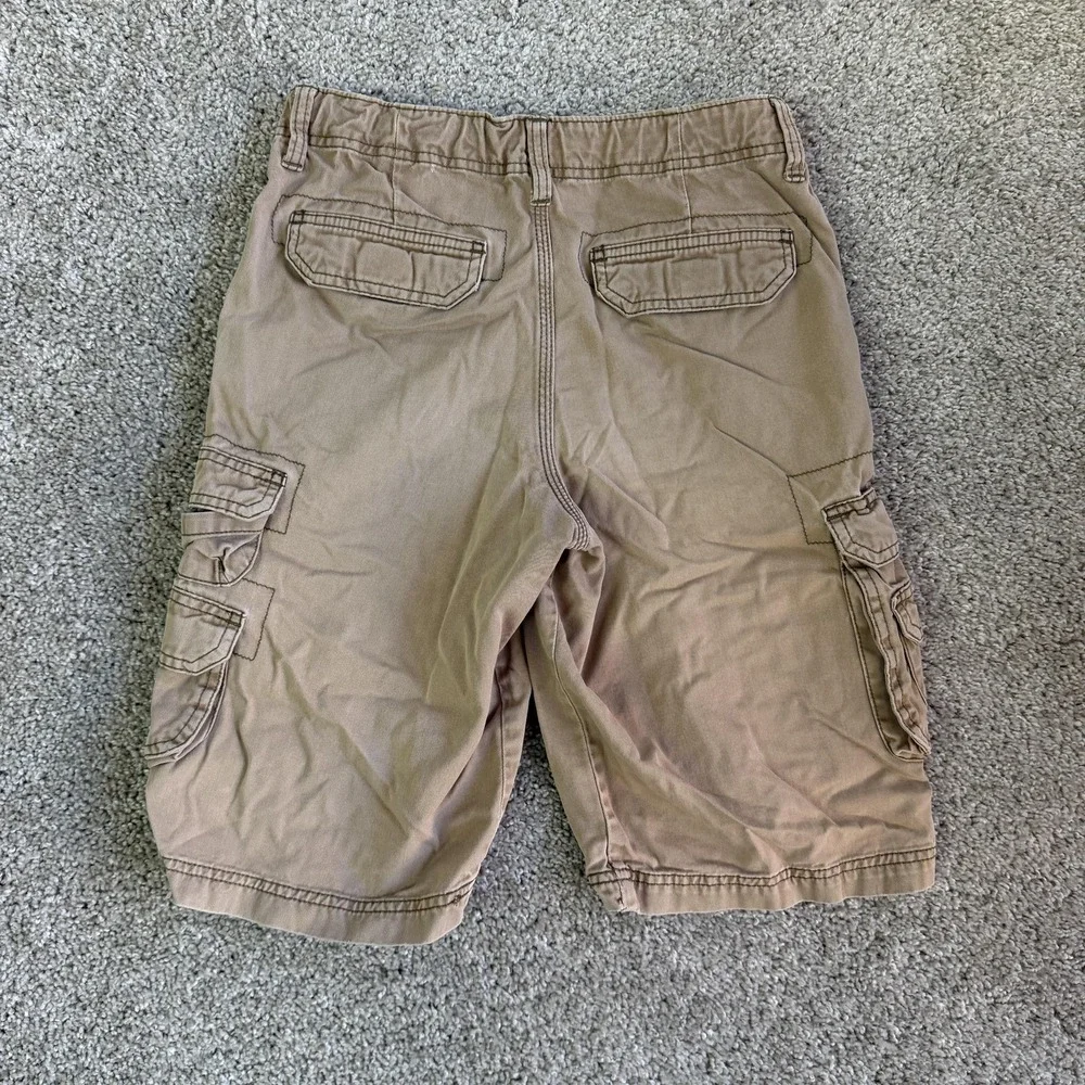 Y2K Lee Dungarees Cargo Shorts Boys 14 Beige Twill Loose Adjustable Waist Casual
